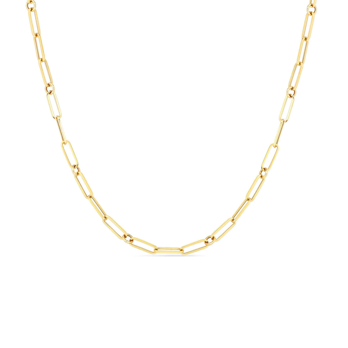 Classic Gold Yellow Gold Paper Clip Chain Necklace | Roberto Coin 